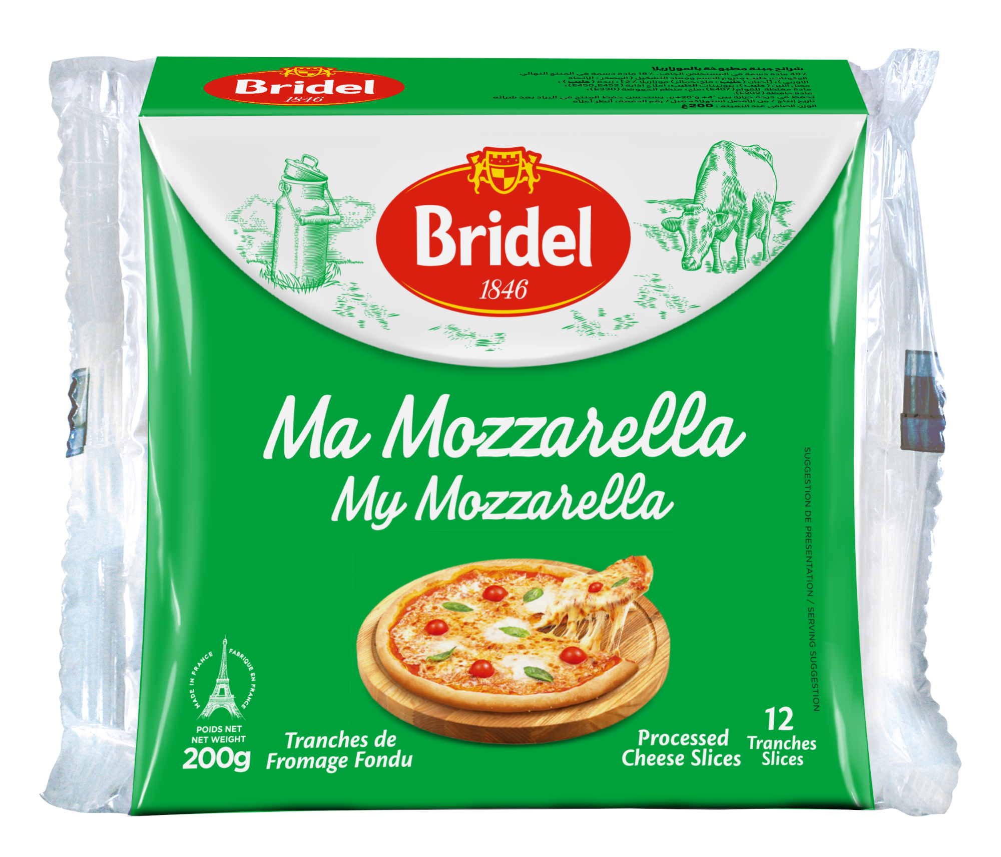Phô mai lát Mozzarella Bridel 200g 